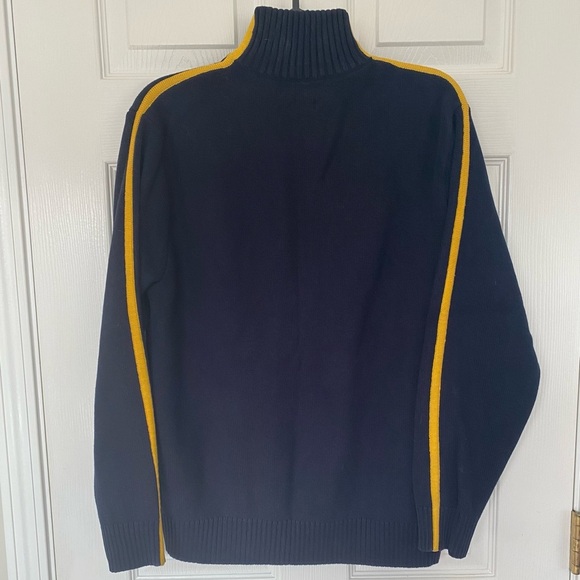 Vintage Polo Ralph Lauren Men's cotton Sweater Jacket Zip front Yellow Strip - Picture 2 of 3